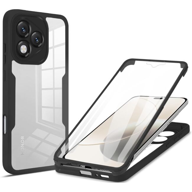 Set 360: Husa cu folie integrata pentru  Honor 400 Lite Protectie 360 fata / spate - Negru