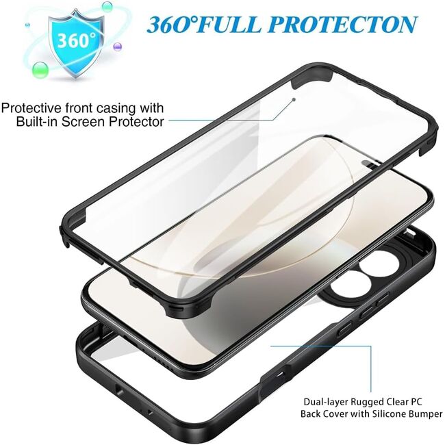 Set 360: Husa cu folie integrata pentru  Honor 400 Lite Protectie 360 fata / spate - Roz