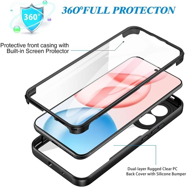 Set 360: Husa cu folie integrata pentru  Honor 400 Pro Protectie 360 fata / spate - Mov
