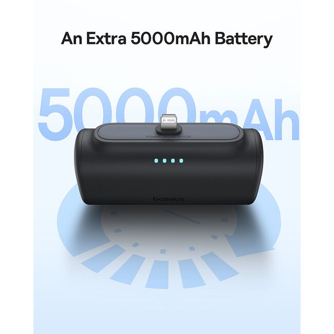 Power Bank pentru Telefon, Lightning, 20W, 5000mAh, Cablu Type-C - Baseus (P10068307413-00) - Black