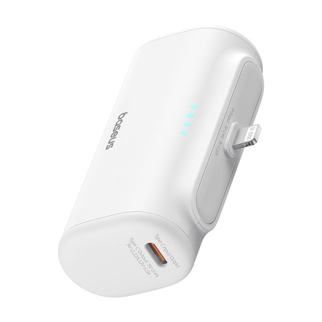 Power Bank pentru Telefon, Lightning, 20W, 5000mAh, Cablu Type-C - Baseus (P10068307413-00) - White