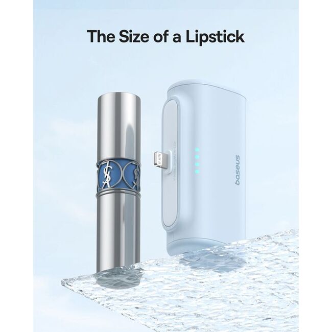 Power Bank pentru Telefon, Lightning, 20W, 5000mAh, Cablu Type-C - Baseus (P10068307413-00) - Bleu