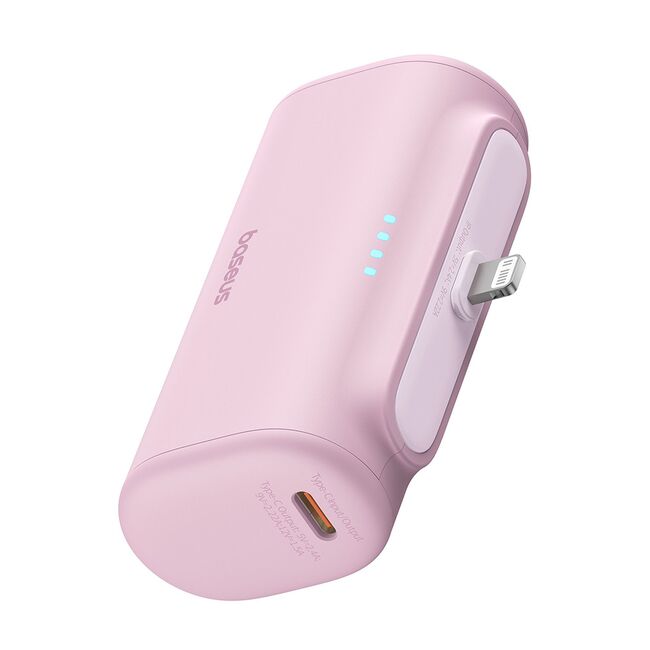 Power Bank pentru Telefon, Lightning, 20W, 5000mAh, Cablu Type-C - Baseus (P10068307413-00) - Baby Pink