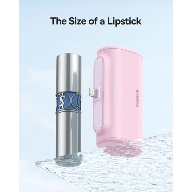 Power Bank pentru Telefon, Lightning, 20W, 5000mAh, Cablu Type-C - Baseus (P10068307413-00) - Baby Pink