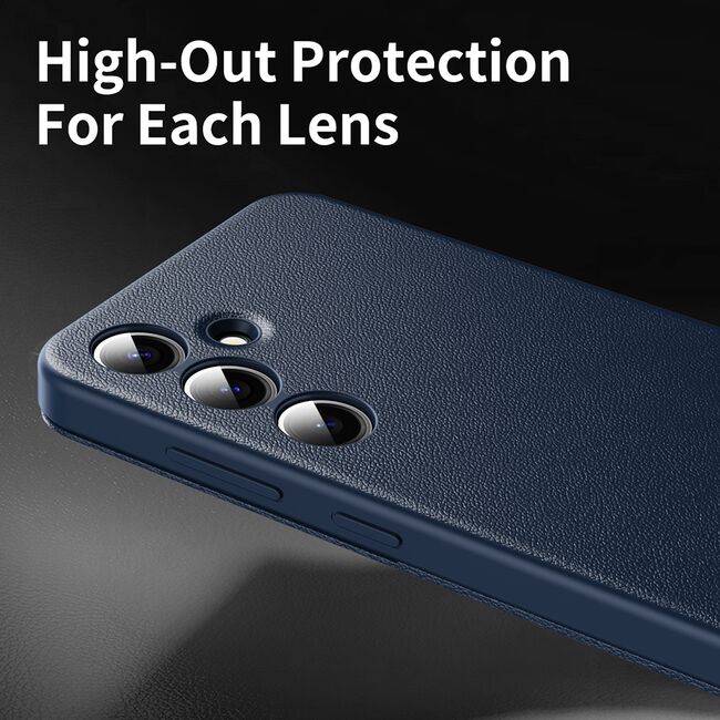 Husa pentru  Samsung Galaxy S24 Smart Window View Tip Carte – Design Premium, Vizualizare Inteligenta, Protectie 360°, Card Slot, Textura Mata Eleganta - Albastru