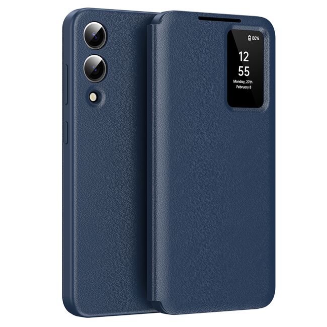 Husa pentru  Samsung Galaxy S25 Edge Smart Window View Tip Carte – Design Premium, Vizualizare Inteligenta, Protectie 360°, Card Slot, Textura Mata Eleganta - Albastru
