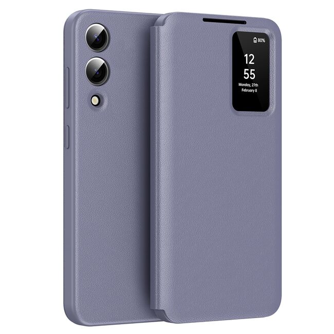 Husa pentru  Samsung Galaxy S25 Edge Smart Window View Tip Carte – Design Premium, Vizualizare Inteligenta, Protectie 360°, Card Slot, Textura Mata Eleganta - Mov