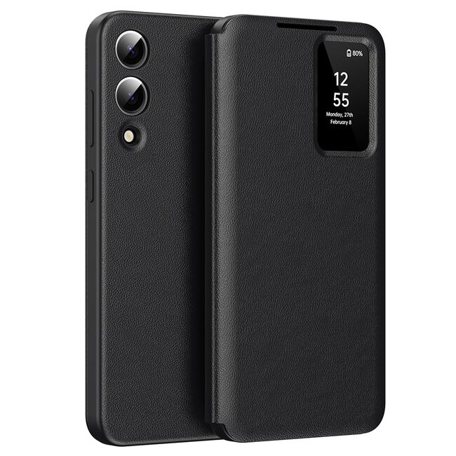 Husa pentru  Samsung Galaxy S25 Edge Smart Window View Tip Carte – Design Premium, Vizualizare Inteligenta, Protectie 360°, Card Slot, Textura Mata Eleganta - Negru