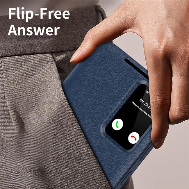 Husa pentru  Samsung Galaxy S25 Ultra Smart Window View Tip Carte – Design Premium, Vizualizare Inteligenta, Protectie 360°, Card Slot, Textura Mata Eleganta - Albastru