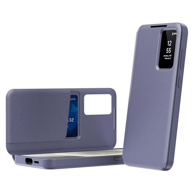 Husa pentru  Samsung Galaxy S25 Ultra Smart Window View Tip Carte – Design Premium, Vizualizare Inteligenta, Protectie 360°, Card Slot, Textura Mata Eleganta - Mov