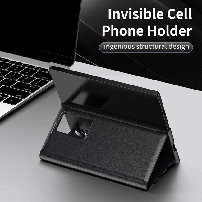 Husa pentru  Samsung Galaxy Z Fold 3 Smart Window View Tip Carte – Design Premium, Vizualizare Inteligenta, Protectie 360°, Card Slot, Textura Mata Eleganta - Negru