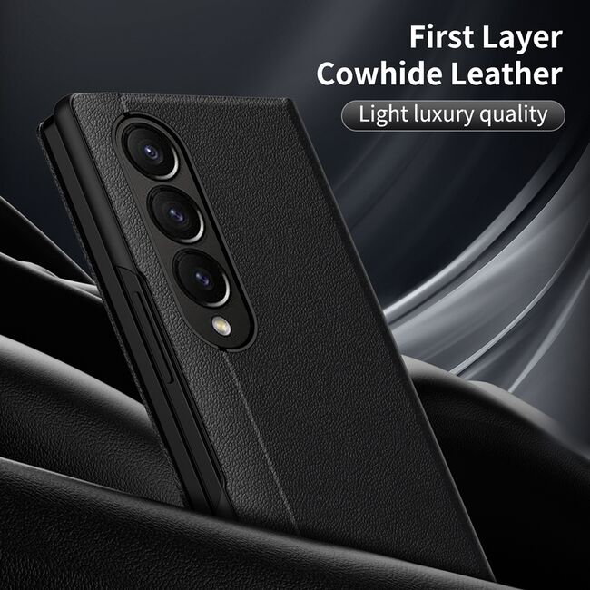 Husa pentru  Samsung Galaxy Z Fold 3 Smart Window View Tip Carte – Design Premium, Vizualizare Inteligenta, Protectie 360°, Card Slot, Textura Mata Eleganta - Negru
