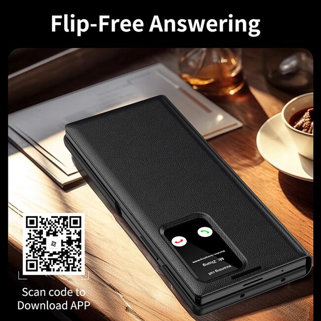 Husa pentru  Samsung Galaxy Z Fold 3 Smart Window View Tip Carte – Design Premium, Vizualizare Inteligenta, Protectie 360°, Card Slot, Textura Mata Eleganta - Negru