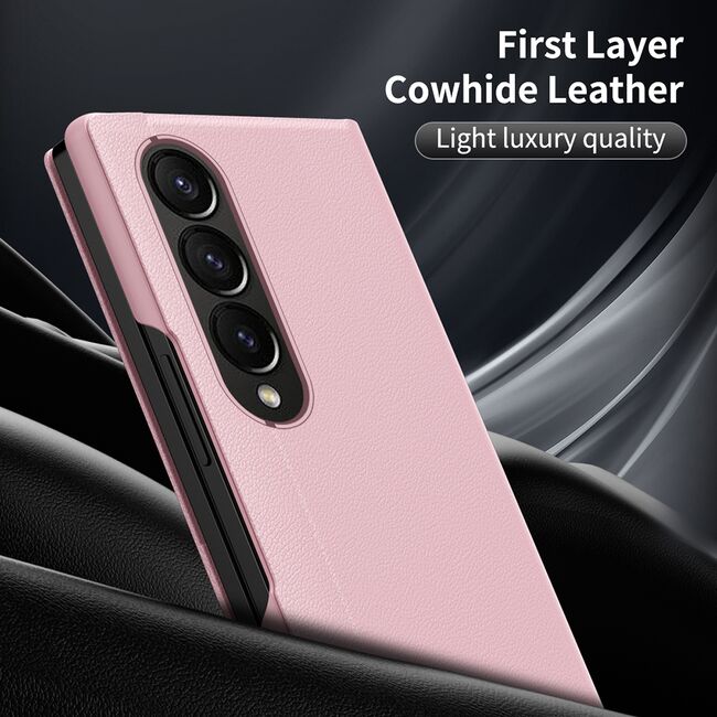 Husa pentru  Samsung Galaxy Z Fold 3 Smart Window View Tip Carte – Design Premium, Vizualizare Inteligenta, Protectie 360°, Card Slot, Textura Mata Eleganta - Roz