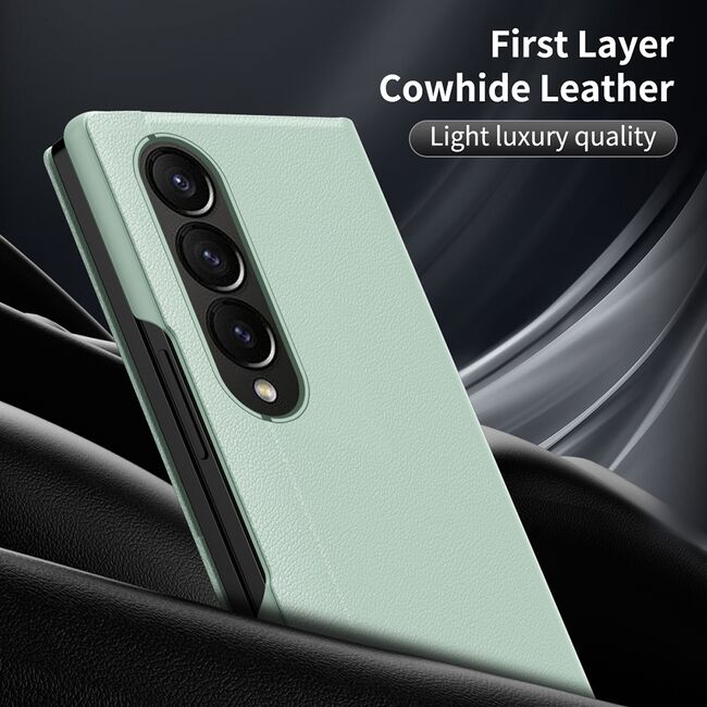 Husa pentru  Samsung Galaxy Z Fold 3 Smart Window View Tip Carte – Design Premium, Vizualizare Inteligenta, Protectie 360°, Card Slot, Textura Mata Eleganta - Verde