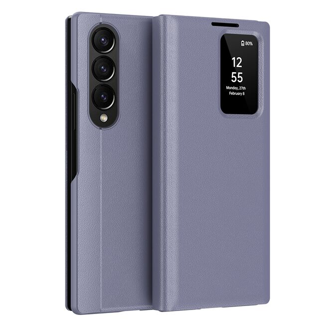 Husa pentru  Samsung Galaxy Z Fold 4 Smart Window View Tip Carte – Design Premium, Vizualizare Inteligenta, Protectie 360°, Card Slot, Textura Mata Eleganta - Mov