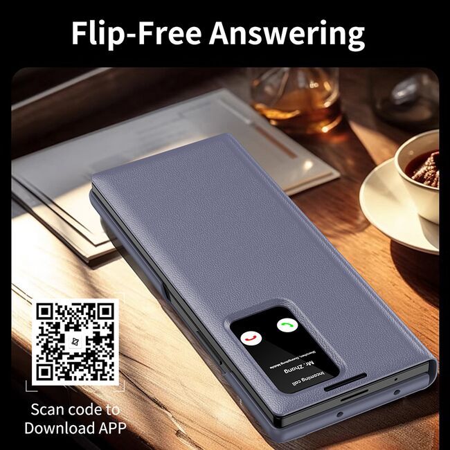 Husa pentru  Samsung Galaxy Z Fold 4 Smart Window View Tip Carte – Design Premium, Vizualizare Inteligenta, Protectie 360°, Card Slot, Textura Mata Eleganta - Mov