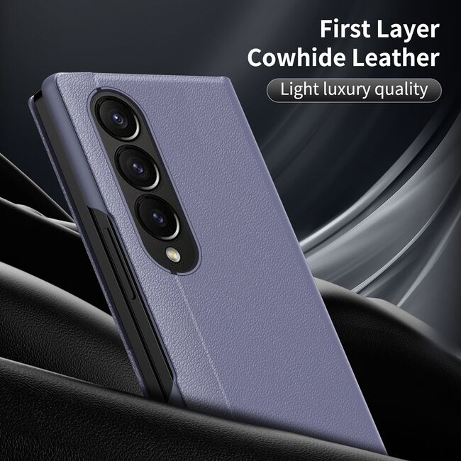 Husa pentru  Samsung Galaxy Z Fold 4 Smart Window View Tip Carte – Design Premium, Vizualizare Inteligenta, Protectie 360°, Card Slot, Textura Mata Eleganta - Mov