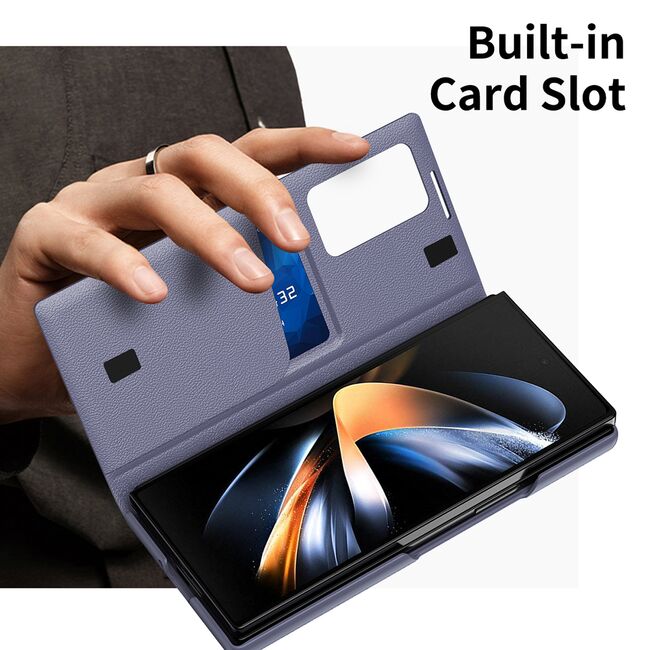 Husa pentru  Samsung Galaxy Z Fold 4 Smart Window View Tip Carte – Design Premium, Vizualizare Inteligenta, Protectie 360°, Card Slot, Textura Mata Eleganta - Mov