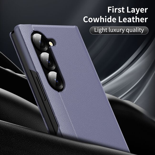 Husa pentru  Samsung Galaxy Z Fold 6 Smart Window View Tip Carte – Design Premium, Vizualizare Inteligenta, Protectie 360°, Card Slot, Textura Mata Eleganta - Mov