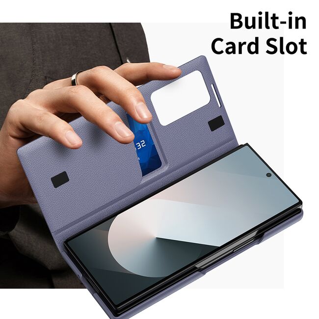 Husa pentru  Samsung Galaxy Z Fold 6 Smart Window View Tip Carte – Design Premium, Vizualizare Inteligenta, Protectie 360°, Card Slot, Textura Mata Eleganta - Mov