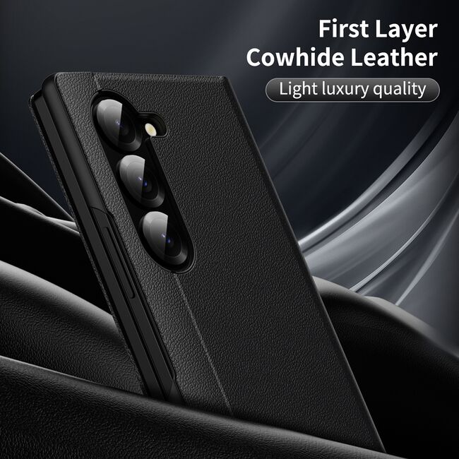 Husa pentru  Samsung Galaxy Z Fold 6 Smart Window View Tip Carte – Design Premium, Vizualizare Inteligenta, Protectie 360°, Card Slot, Textura Mata Eleganta - Negru