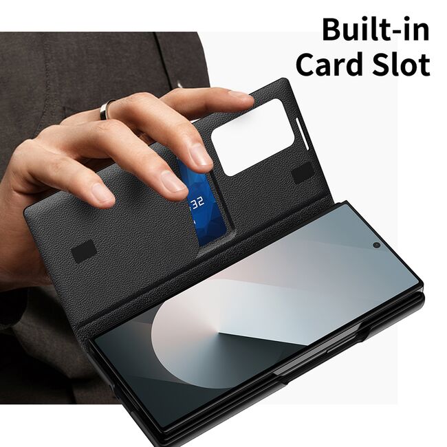 Husa pentru  Samsung Galaxy Z Fold 6 Smart Window View Tip Carte – Design Premium, Vizualizare Inteligenta, Protectie 360°, Card Slot, Textura Mata Eleganta - Negru