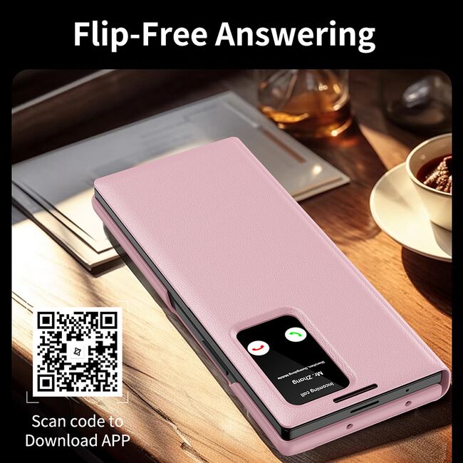 Husa pentru  Samsung Galaxy Z Fold 6 Smart Window View Tip Carte – Design Premium, Vizualizare Inteligenta, Protectie 360°, Card Slot, Textura Mata Eleganta - Roz