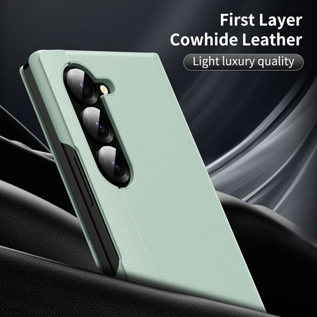 Husa pentru  Samsung Galaxy Z Fold 6 Smart Window View Tip Carte – Design Premium, Vizualizare Inteligenta, Protectie 360°, Card Slot, Textura Mata Eleganta - Verde