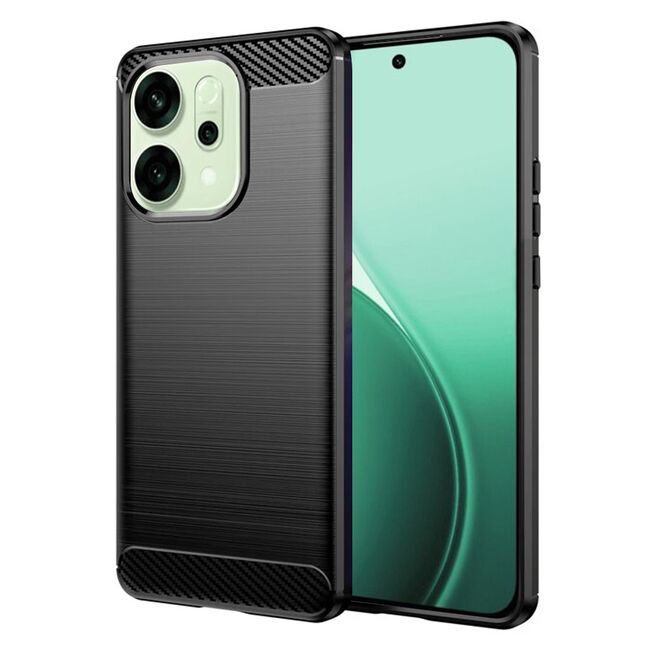 Husa pentru Oppo Reno 14 5G Carbon Liquid Silicone, Negru