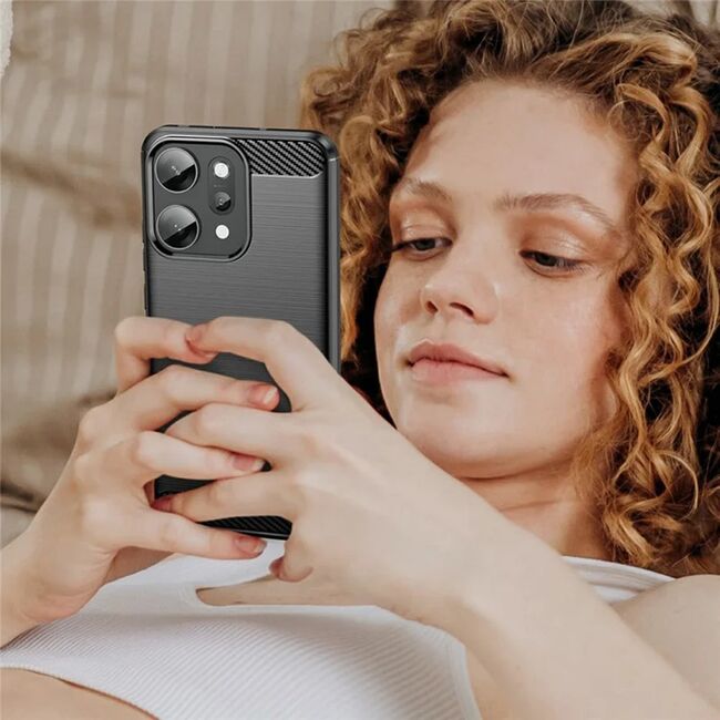 Husa pentru Oppo Reno 14 Pro 5G Carbon Liquid Silicone, Negru