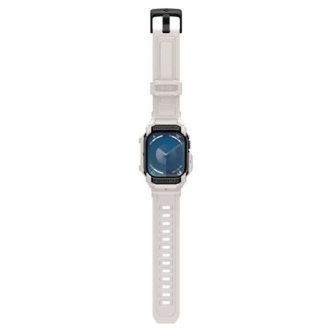 Husa pentru Apple Watch 10 46mm + Curea - Spigen Rugged Armor Pro - Dune Beige