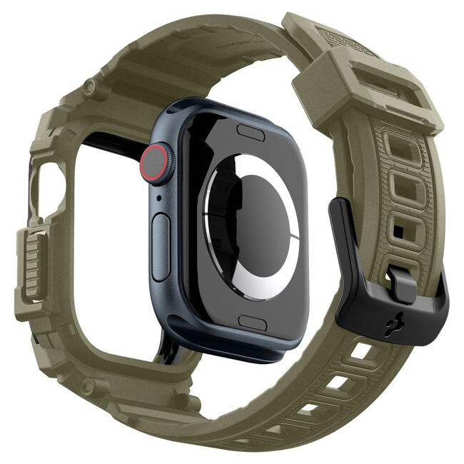 Husa pentru Apple Watch 10 46mm + Curea - Spigen Rugged Armor Pro - Vintage Khaki