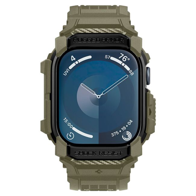 Husa pentru Apple Watch 10 46mm + Curea - Spigen Rugged Armor Pro - Vintage Khaki