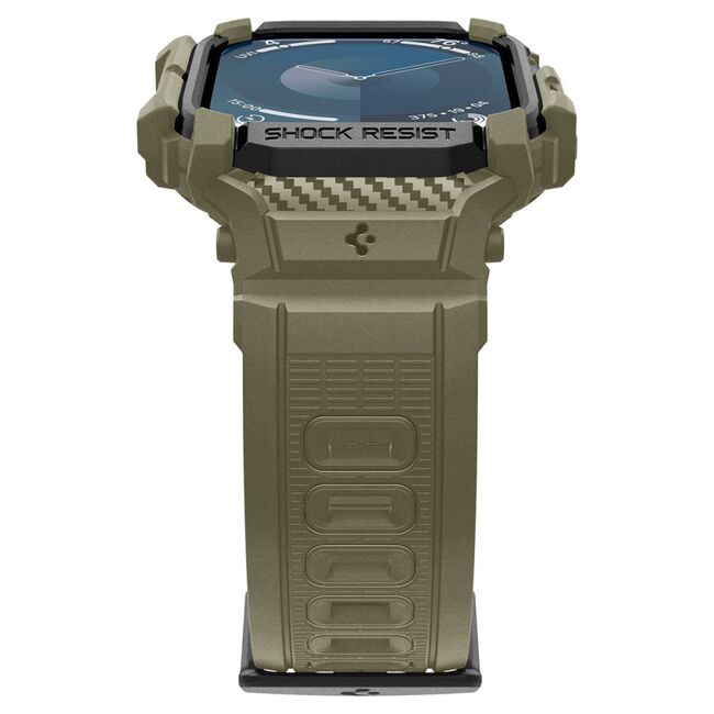 Husa pentru Apple Watch 10 46mm + Curea - Spigen Rugged Armor Pro - Vintage Khaki