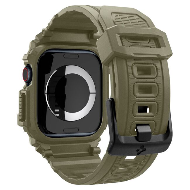 Husa pentru Apple Watch 10 46mm + Curea - Spigen Rugged Armor Pro - Vintage Khaki