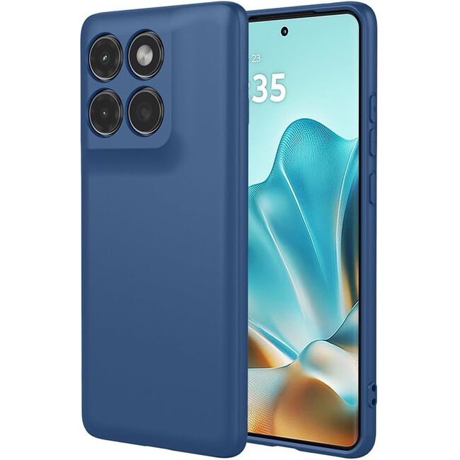 Husa pentru  Motorola Moto G86 Liquid Silicone, subțire, captusita cu microfibra, anti amprentă, protectie cameră foto, Albastru