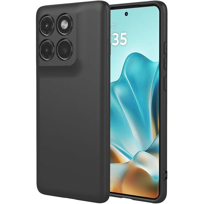 Husa pentru  Motorola Moto G86 Liquid Silicone, subțire, captusita cu microfibra, anti amprentă, protectie cameră foto, Negru