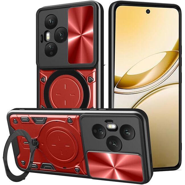 Husa pentru  Honor 400 Pro cu protecție pentru cameră și suport magnetic integrat Ring Shockproof, Rosu