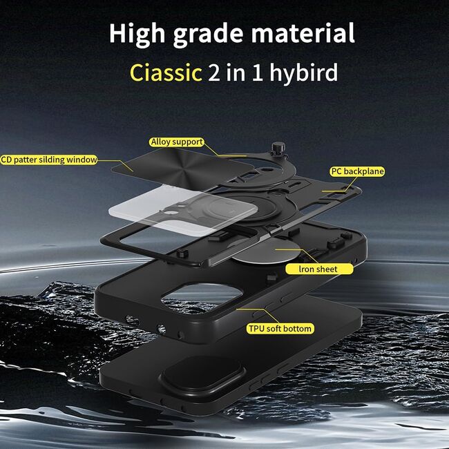 Husa pentru  Honor 400 cu protecție pentru cameră și suport magnetic integrat Ring Shockproof, Rosu