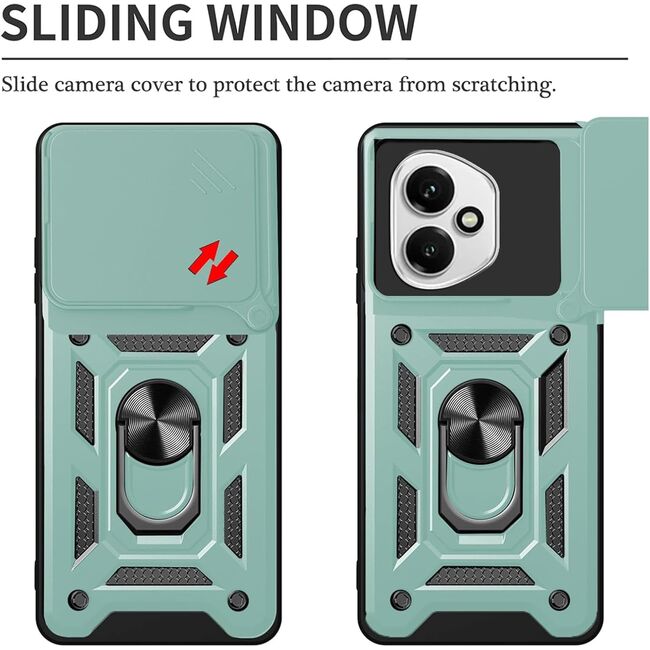 Husa pentru  Honor 400 Ring Armor Kickstand Tough Rugged Cover cu protectie camera, Verde