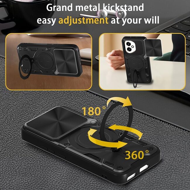 Husa pentru  Honor 400 cu protecție pentru cameră și suport magnetic integrat Ring Shockproof, Rose Gold