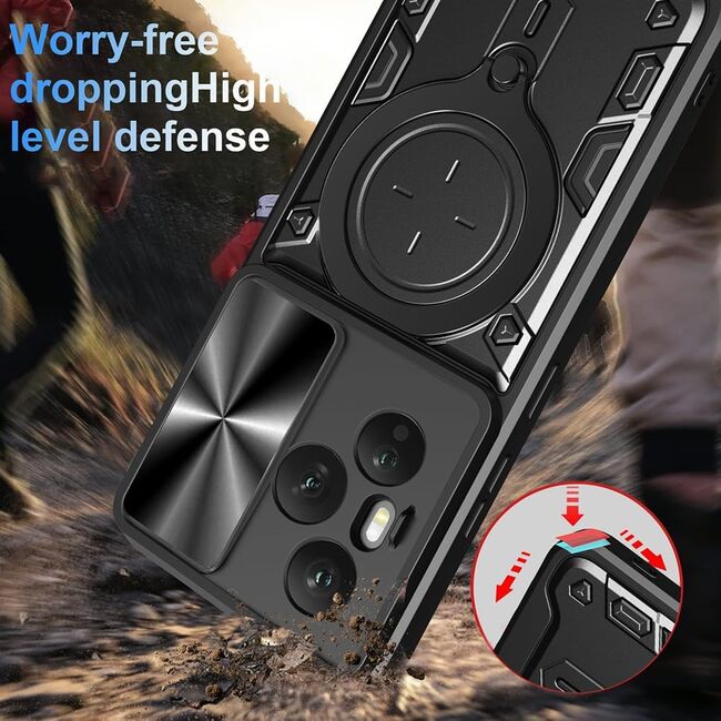 Husa pentru  Honor 400 Pro cu protecție pentru cameră și suport magnetic integrat Ring Shockproof, Rosu
