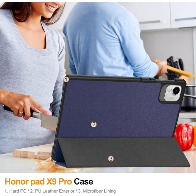 Husa pentru  Honor Pad X9a tip stand functie sleep/wake-up, protectie 360 - Albastru