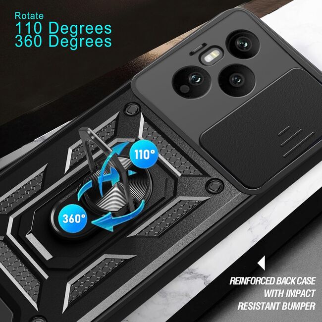 Husa pentru  Honor 400 Pro Ring Armor Kickstand Tough Rugged Cover cu protectie camera, Albastru