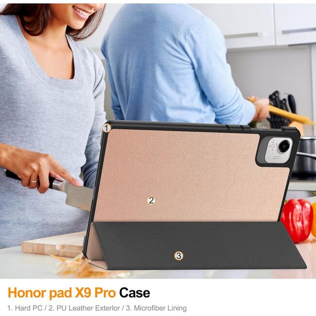 Husa pentru  Honor Pad X9a tip stand functie sleep/wake-up, protectie 360 - Roz