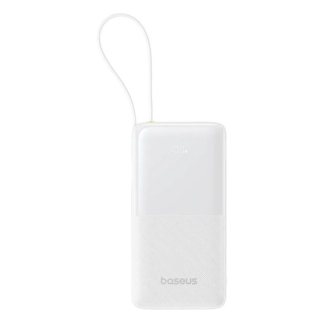 Baterie externa 10000mAh, 20W, Cablu Incorporat Type-C - Baseus Bipow 2 - Alb