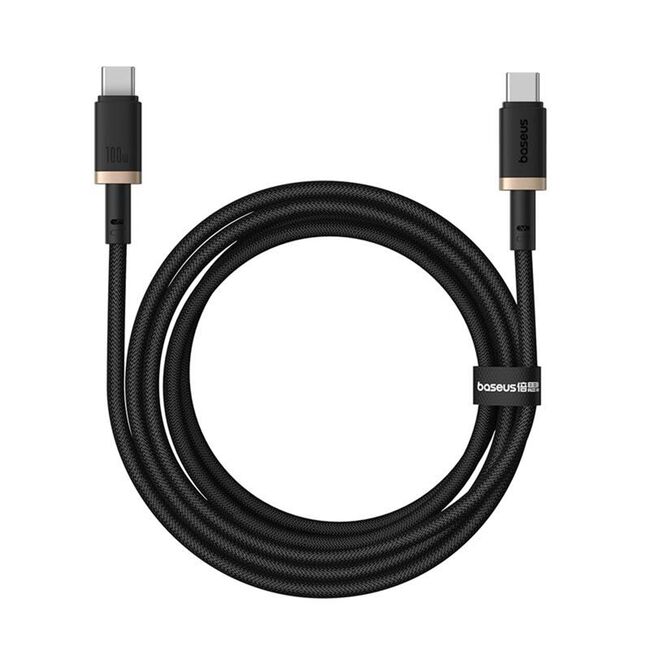 Cablu de Date USB-C, 100W, 2m - Baseus Dura - Gold / Black