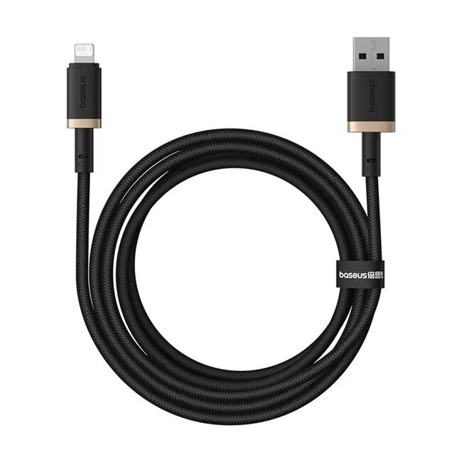 Cablu de Date USB la Lightning, 2.4A, 2m - Baseus Dura - Gold / Black