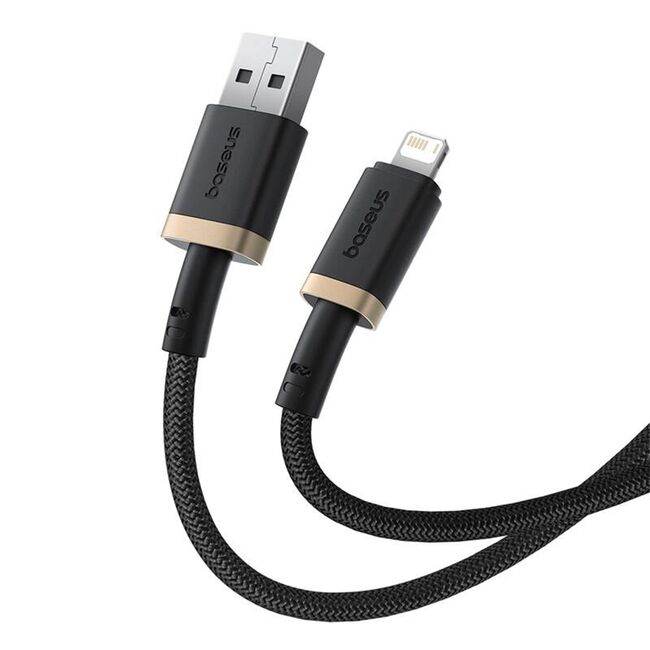 Cablu de Date USB la Lightning, 2.4A, 2m - Baseus Dura - Gold / Black